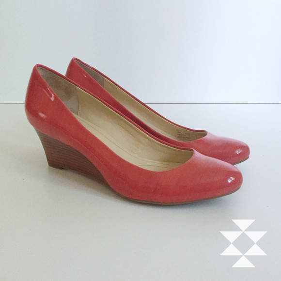 Calvin Klein Shoes - Calvin Klein Coral Patent Leather Wedges 7.5